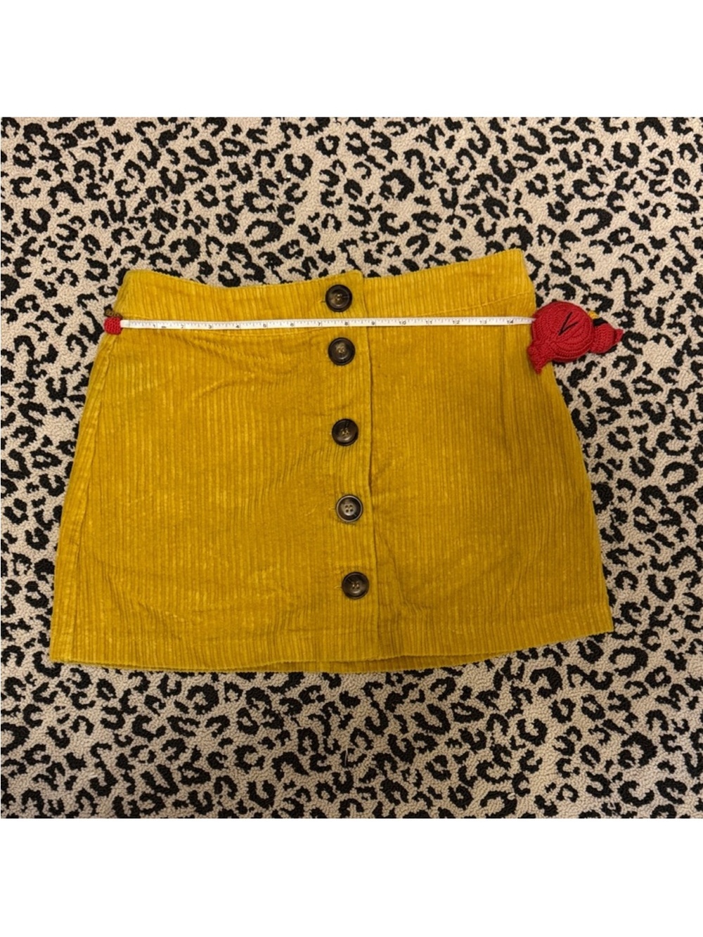 Sky and Sparrow Yellow Corduroy Button-Front Mini Skirt - Picture 7 of 8